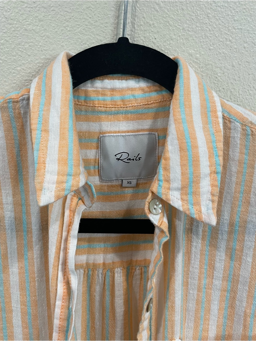 Rails Clio Linen Blend Clementine Striped Shirt - Picture 2 of 10